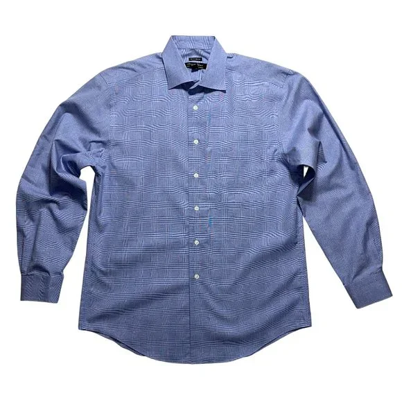 Non Iron | Shirts | Pronto Uomo Mens Blue Plaid Slim Fit Non Iron Dress  Shirt Size Large | Poshmark
